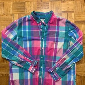 Turquoise/Pink Button Down Shirt - XXL